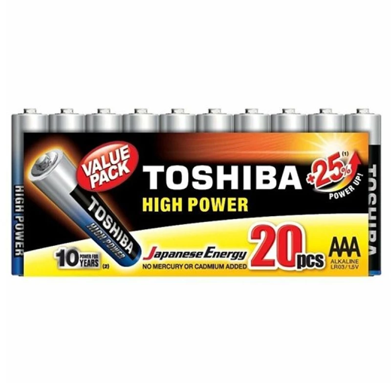 Toshiba High Power Αλκαλικές Μπαταρίες AAA 1.5V 20τμχ (LR03GCP MP-20)