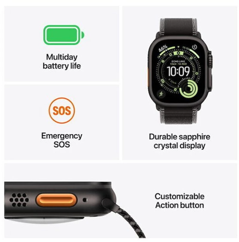 Apple Watch Ultra 3 GPS + Cellular 49mm (Black Titanium Case with Black Alpine Loop - Medium)