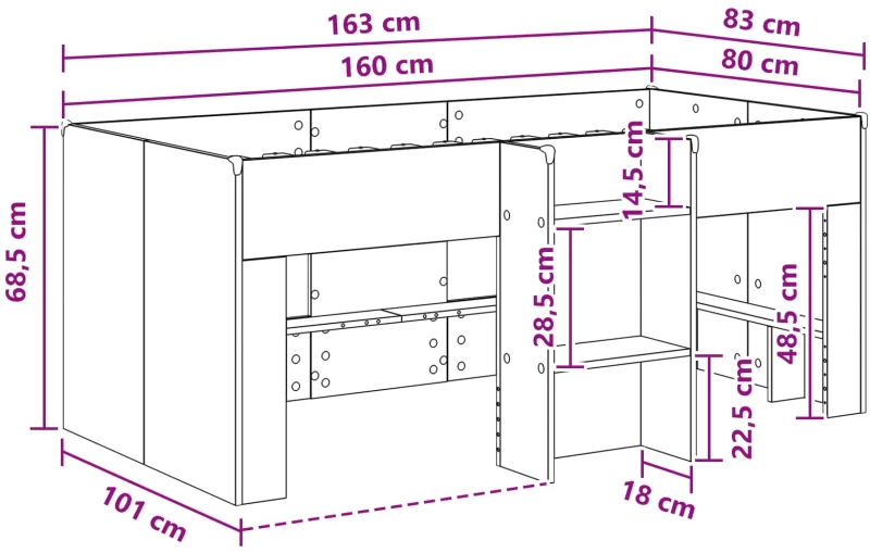 vidaXL Κρεβάτι Υψηλού Στυλ για Παιδιά 2 pcs Artisian Δρυς