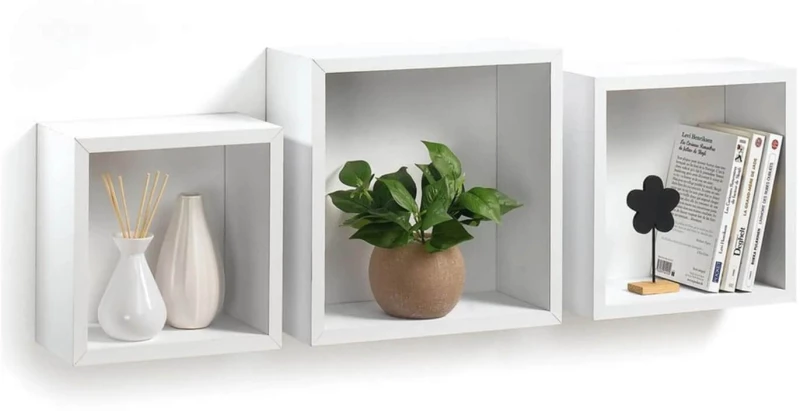 ΡΑΦΙΈΡΕΣ/ΡΆΦΙΑ ΤΟΊΧΟΥ SET OF 3 NESTED CUBES MDF 23/26,5/30CM WHITE 6RAN7