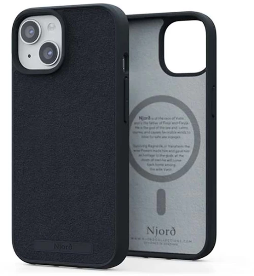 Θήκη Njord Suede MagSafe Black - iPhone 15 Plus (8720574622164)