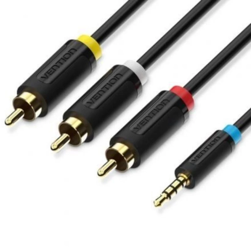 VENTION 3.5mm Male to 3RCA Male AV Cable 1.5M Black (BCBBG) (VENBCBBG)