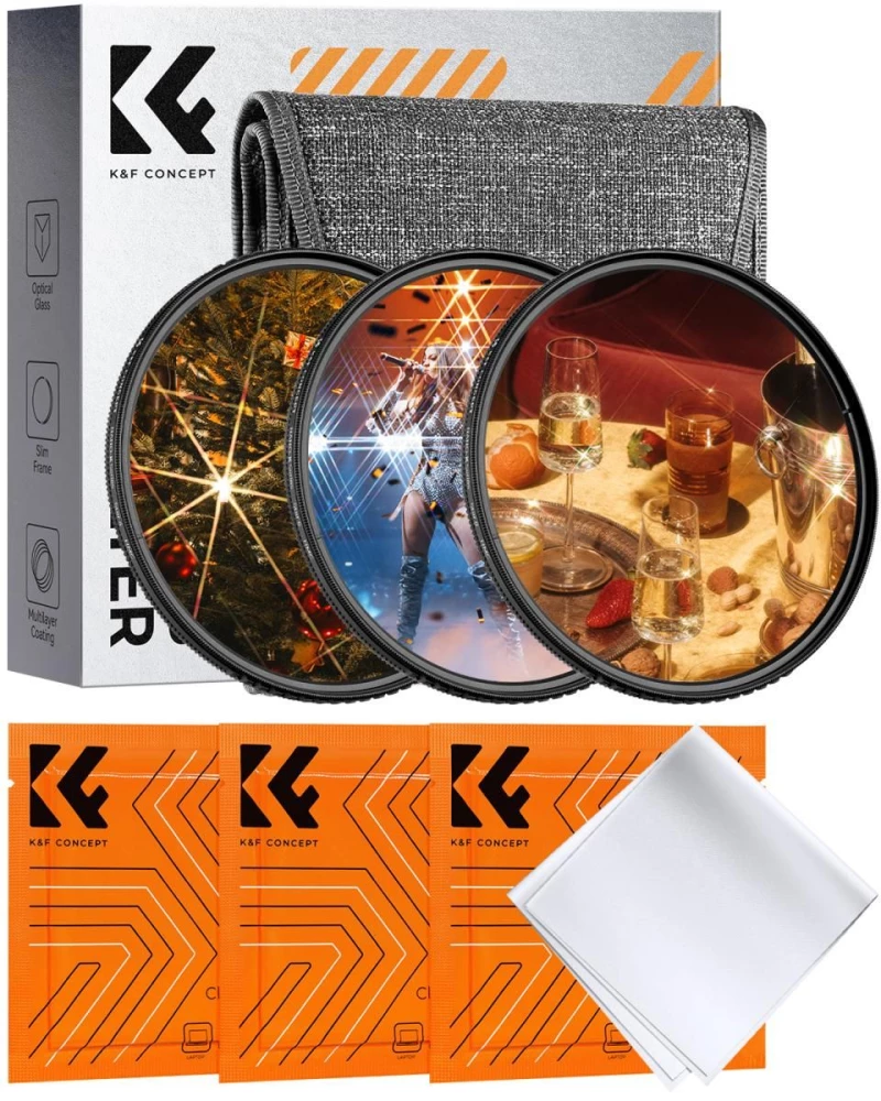 K&F Concept 58mm Star Filters 3pcs Set 4/6/8 Points (SKU.2130V1)