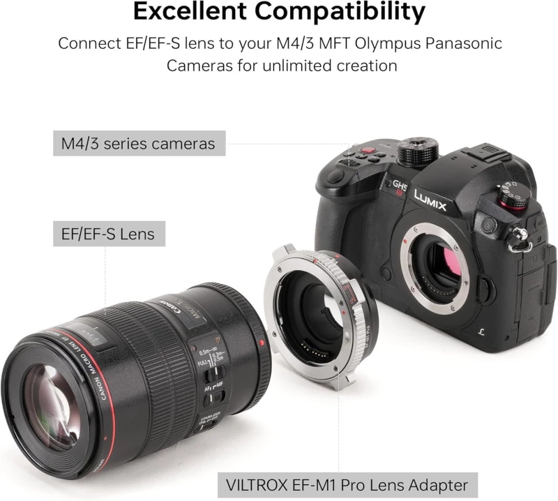 Viltrox EF-M1 Pro Canon EF/EF-S Lens Auto Focus Mount Adapter for MFT Cameras