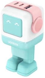 Ugreen Wall charger Nexode RG Robot GaN 2x USB-C + USB 65W pink - blue (35855) (UGR35855)