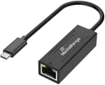 MediaRange USB Type-C® Ethernet Adapter with RJ45 Port, 10/100/1000 Mbps, 20cm, Black (MRCS237)