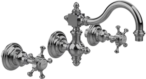 Horus Anthea Classic Collection - Wall Mounted 3 Hole Basin Set for Splashback - Polished Nickel 06.272-NB