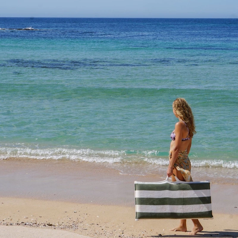 SunnyLife Καρέκλα Ξαπλώστρα Παραλίας Πτυσσόμενη The Vacay Olive Stripe