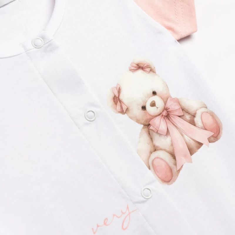 Φορμάκι κοντομάνικο βρεφικό κορίτσι "bear baby" λευκό