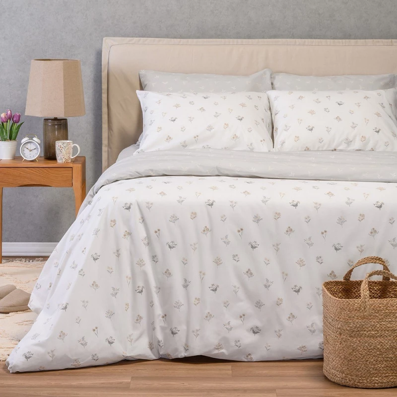 Σεντόνια Spring (Σετ 4τμχ) Light Grey Melinen Υπέρδιπλo 235x270cm 100% Βαμβάκι