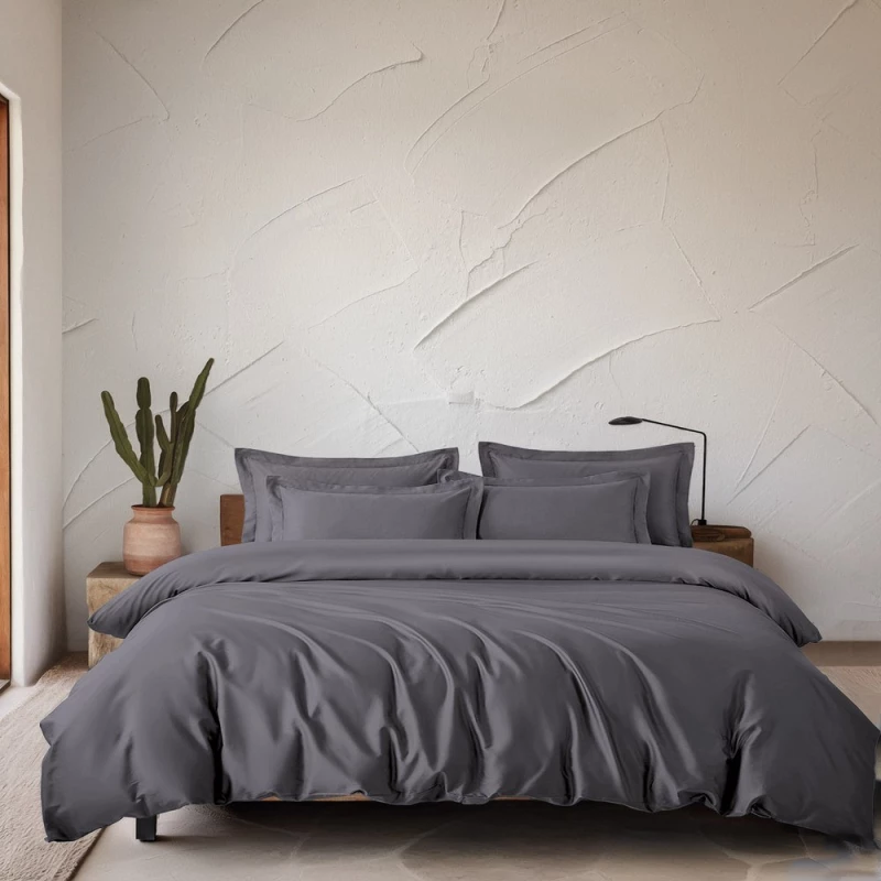 Πάπλωμα Glacier (Σετ 3τμχ) Grey-Brown Rythmos Υπέρδιπλo 235x250cm Tencel