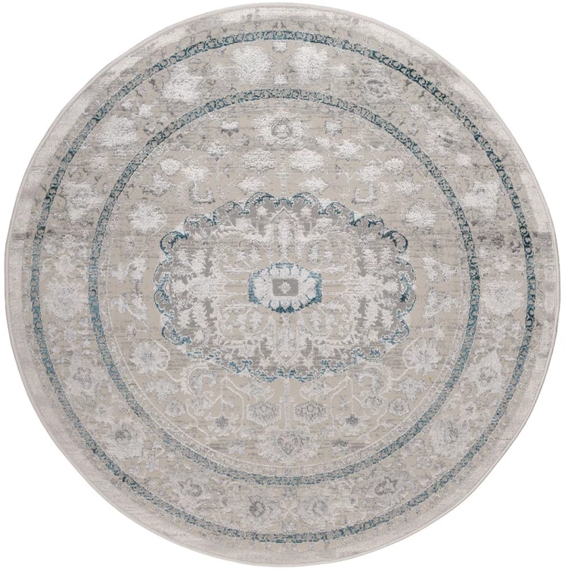 Χαλί Gossip 9860A Grey-Blue Round Βιοκαρπέτ 160X160 Round