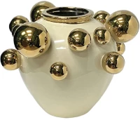 Βάζο Μπάλες 15-26095 Φ25x24cm Beige-Gold Marhome Κεραμικό