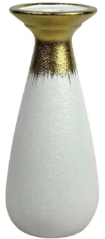 Κηροπήγιο Πουγκί 15-50165 24,9cm White-Gold Marhome Κεραμικό