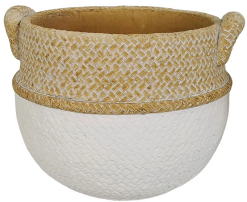 Κασπώ Καλαθούνα 06-20302 18,5x17x15,5cm White-Beige Marhome Τσιμέντο