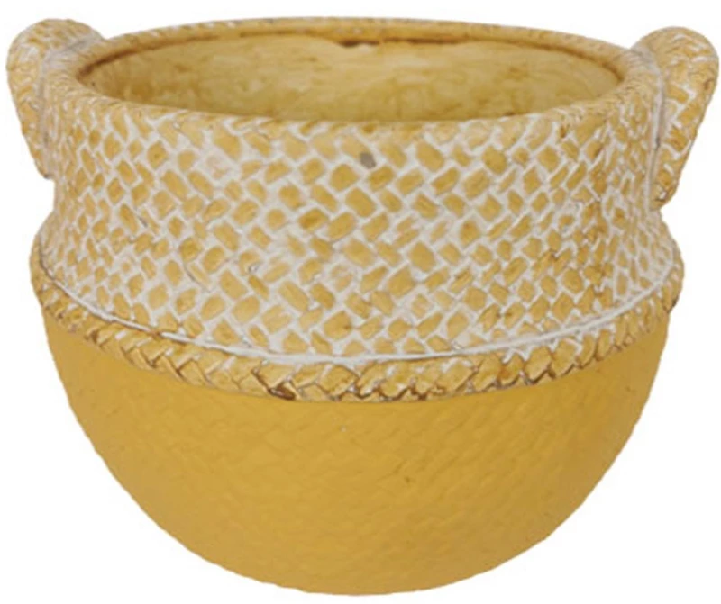 Κασπώ Καλαθούνα 06-20301 16x15,5x13cm Yellow-Beige Marhome Τσιμέντο