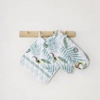 Σετ Κουζίνας Coconut Με Γάντι Και Πιάστρα Green-Brown Nima 100% Βαμβάκι
