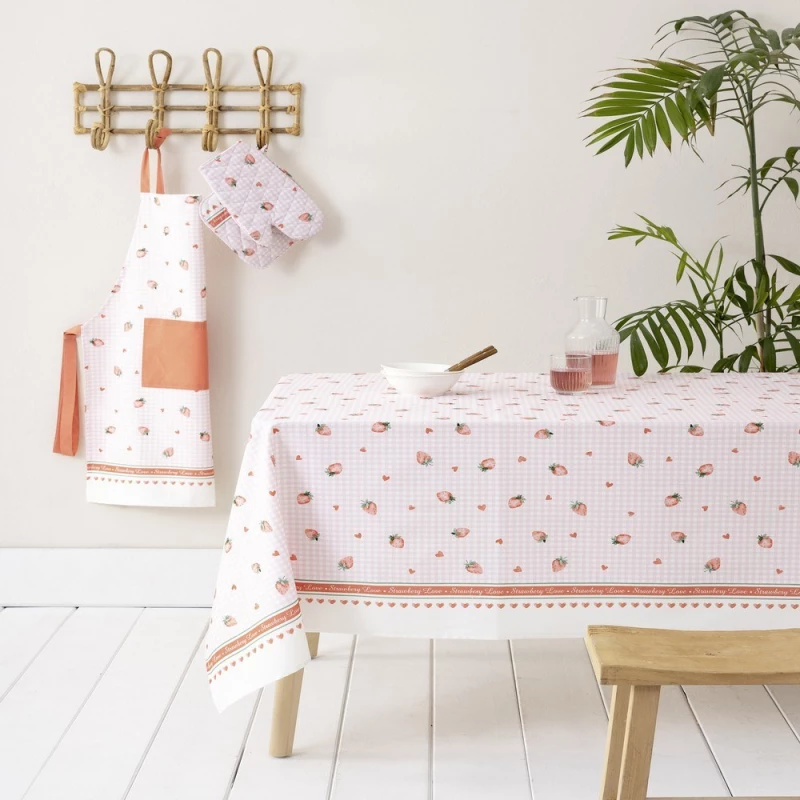 Τραπεζομάντηλο Strawberry Love Pink Nima 140Χ140 100% Βαμβάκι