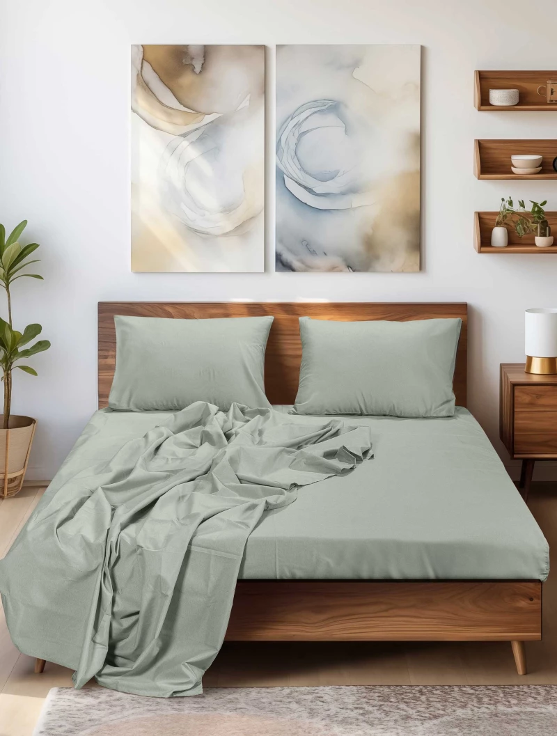 Σεντόνι SLEEK MINT Μέντα Σεντόνι υπέρδιπλο με λάστιχο: 160 x 200+35 εκ. MADI