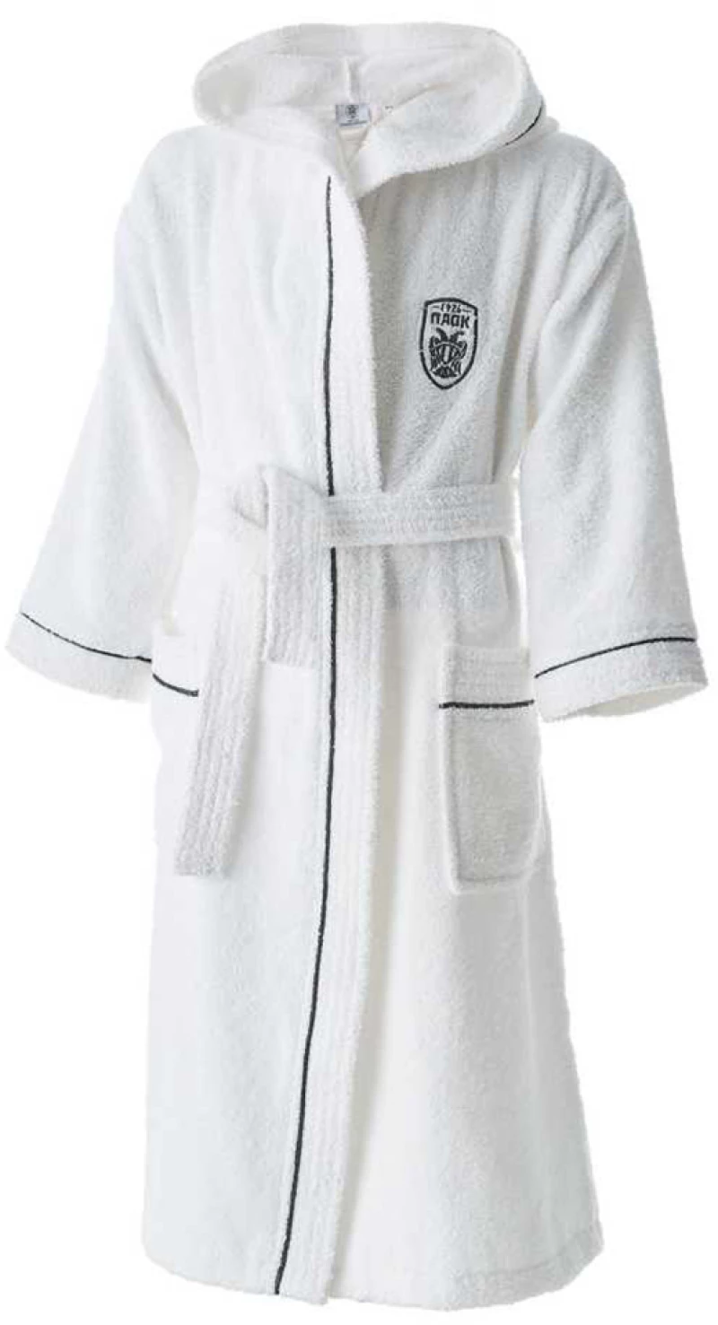 Μπουρνούζι PAOK παιδικό κουκ λευκό 8-10 Vesta Home 000012323