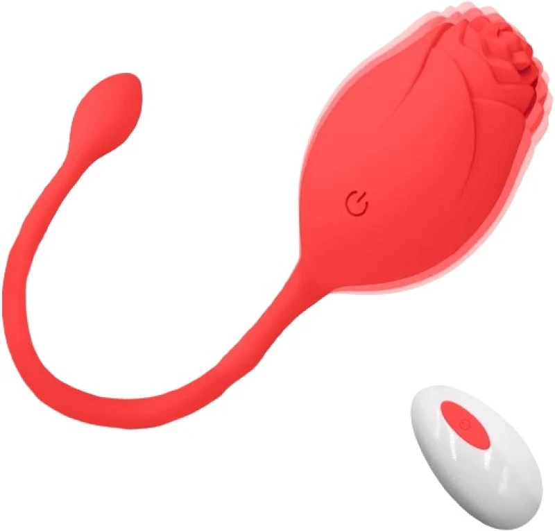 Vibrating Egg Ambrosia, 10 Modes, Silicone, USB, Red, 19 cm