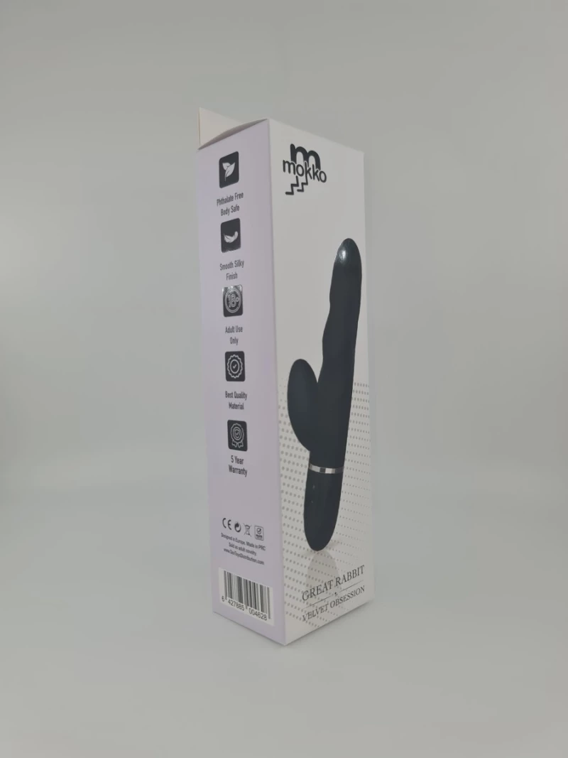 Great Rabbit Vibrator, 10 Vibration Modes, Silicone, USB, Black,