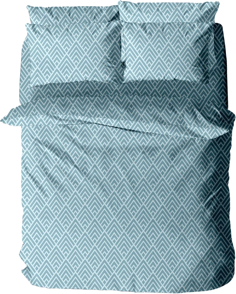 Σετ Σεντόνια Menta Εμπριμέ 500 Blue Μονό με λάστιχο (100x200 30)