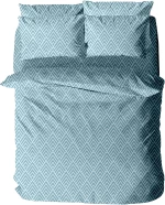 Σετ Σεντόνια Menta Εμπριμέ 500 Blue Μονό με λάστιχο (100x200 30)