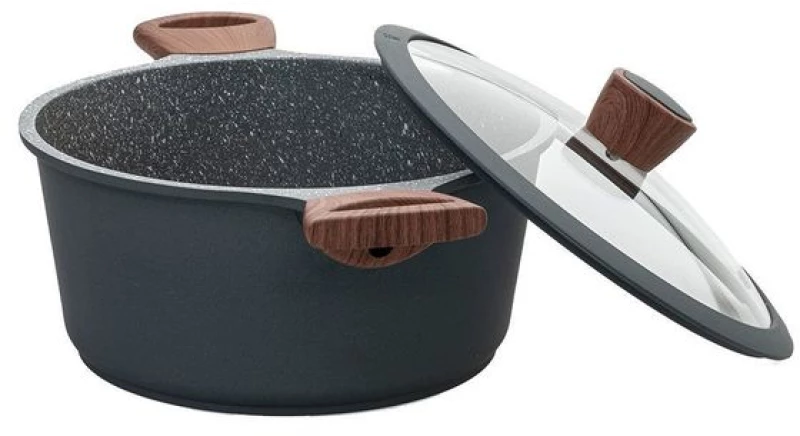 Estia Κατσαρόλα 24cm 4.5lt Aντικολλητική Χυτού Αλουμινίου Stone 01-1148