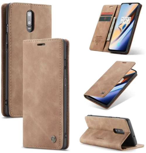CaseMe-013 Δερμάτινη θήκη πορτοφόλι με κάρτες για OnePlus 7 (Καφέ) (CaseMe)