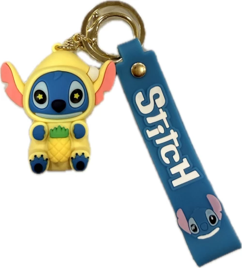 Μπρελόκ Καουτσούκ Stitch με Πυζάμα Κίτρινη & Ανανάς