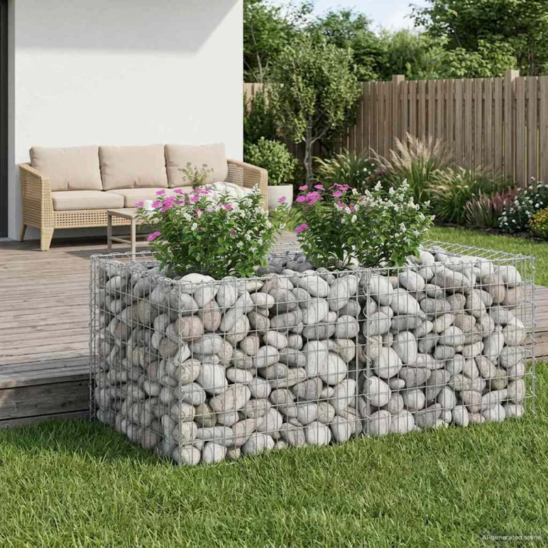 vidaXL Ανασηκωμένο κρεβάτι gabion Ασημί 100 x 100 x 60 εκ.
