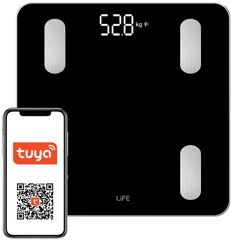 LIFE WORKOUT SMART WIFI Wi-Fi TUYA Smart γυάλινη ψηφιακή ζυγαριά μπάνιου