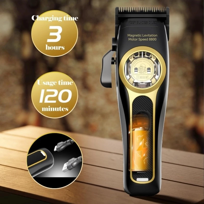 Kemei KM-2373 Επαναφορτιζόμενη Κουρευτική Μηχανή Μαύρο