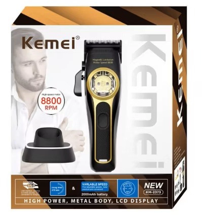 Kemei KM-2373 Επαναφορτιζόμενη Κουρευτική Μηχανή Μαύρο