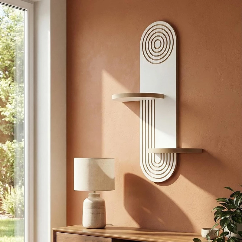 Ραφιέρα τοίχου Artwill Mdf χρώμα λευκό - oak 46x13x70εκ.