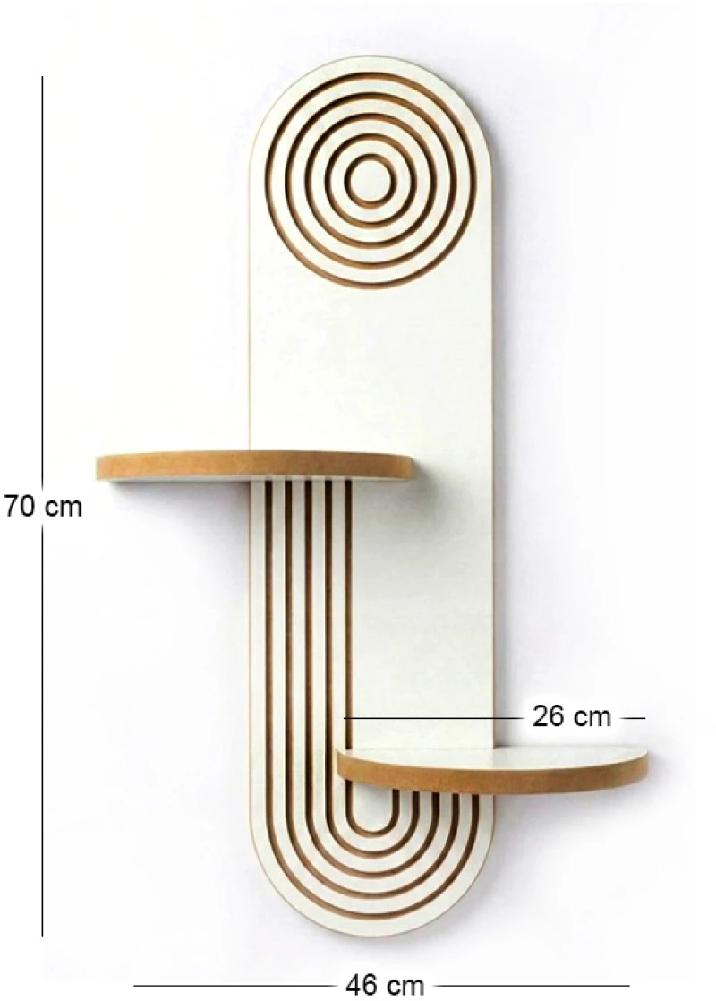 Ραφιέρα τοίχου Artwill Mdf χρώμα λευκό - oak 46x13x70εκ.