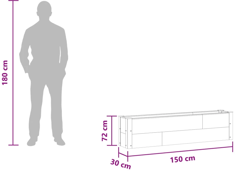 vidaXL Υπερυψωμένη Ζαρντινιέρα Καφέ 150 x 30 x 36 εκ