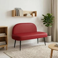 vidaXL Δερμάτινος Πάγκος με Πλάτη Μπορντό 110 x 60 x 76 cm