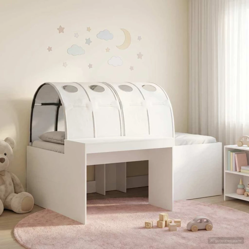 vidaXL Κρεβάτι με Τούνελ 4 pcs Καρυδί και Λευκό Επεξεργασμένο Ξύλο
