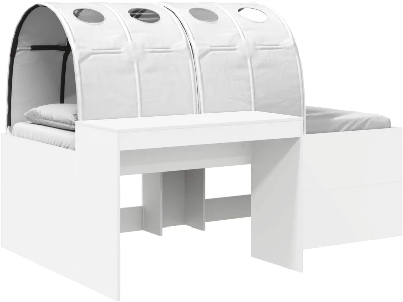 vidaXL Κρεβάτι με Τούνελ 4 pcs Καρυδί και Λευκό Επεξεργασμένο Ξύλο