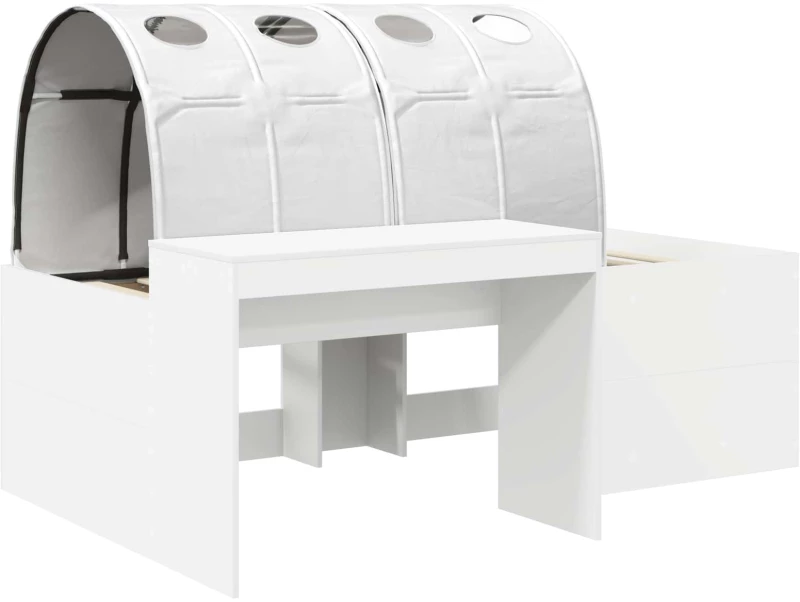 vidaXL Κρεβάτι με Τούνελ 4 pcs Καρυδί και Λευκό Επεξεργασμένο Ξύλο