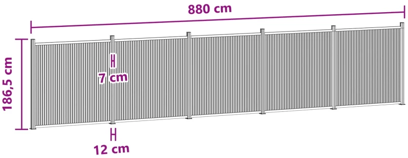 vidaXL Πάνελ Φράχτη 5 pcs WPC και Αλουμίνιο Μαύρο