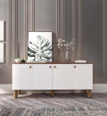 Stewehome Μπουφές Λευκό & Καρυδi με 4 Πόρτες 160x40x73 cm