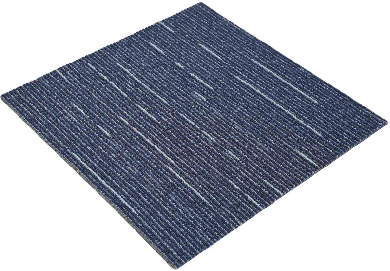 vidaXL Πλακάκι Χαλιού Ραβδωτό Μπλε 50 x 50 cm 4 pcs