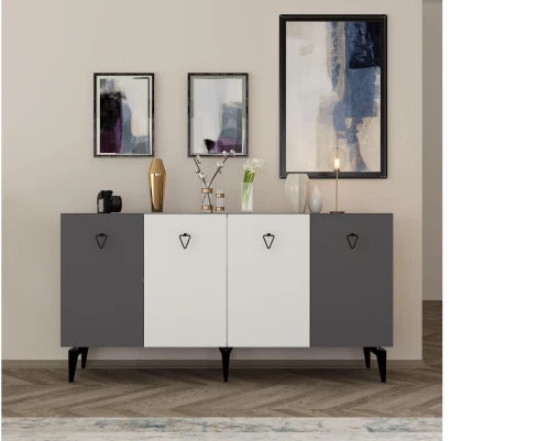 Stewehome Μπουφές Λευκού Ανθρακίτη 150x40x79 cm