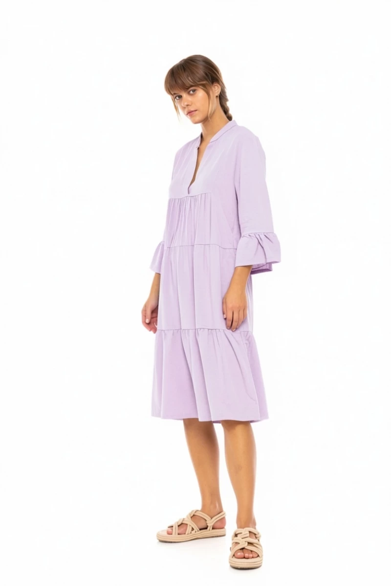 Γυναικείο Beachdress Pink Label - Φόρεμα Midi - Levender - 3/4 Μανίκι - Viscose