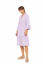 Γυναικείο Beachdress Pink Label - Φόρεμα Midi - Levender - 3/4 Μανίκι - Viscose