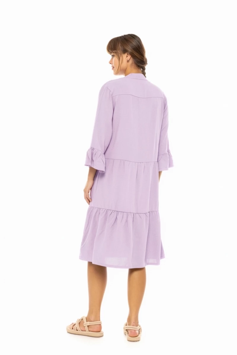 Γυναικείο Beachdress Pink Label - Φόρεμα Midi - Levender - 3/4 Μανίκι - Viscose