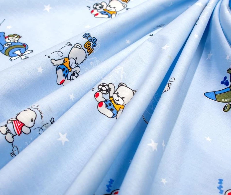 Σεντόνι Λίκνου (80x110) Bear's Playtime 591 Sky Blue βαμβακερό DimCol